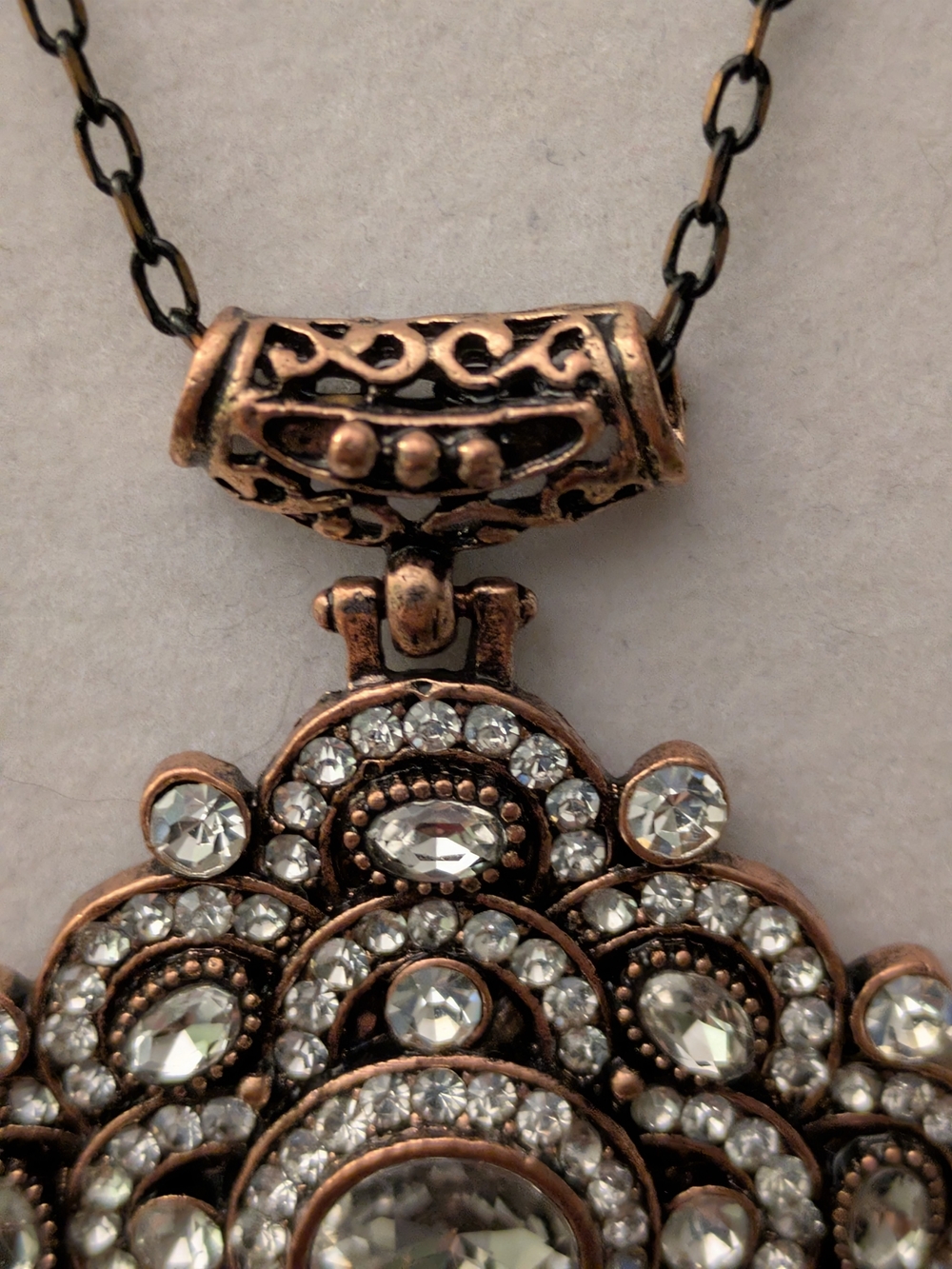 Vintage Visson Rose Gold and Silver Crystal Pendant Necklace - Picture 3 of 6